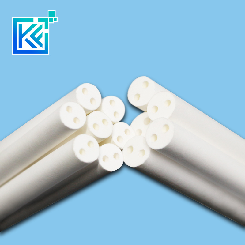 Manufacturer Customerization Wear-Resistant Anti-Corrosion High Temperature Hot-Treatment Magnesium Oxide Round Double-Bore Magnesia Ceramic Pumps Tubes Pipes