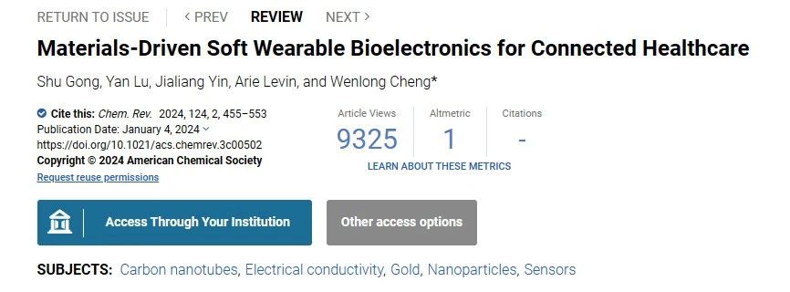 IF 62.1! Chem. Rev. Material driven soft wearable bioelectronics for connected healthcare